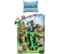 MINECRAFT Set Letto Singolo BUCO PRATO Originale COPRIPIUMINO 140x200cm COTONE