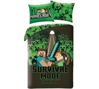 MINECRAFT Set Letto SURVIVAL MODE Copripiumino 140x200cm Federa MNC-785BL