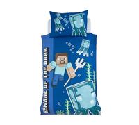 Minecraft Singolo Copripiumino Set da Letto Blu Brilla Al Scuro Effetto UK Size