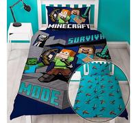 Minecraft Sopravvivere Set Copripiumino Singolo Fronte-Retro Letto Gioco Ventole