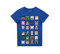Minecraft Sprites, maglietta da ragazzo, colore nero, blu, viola, verde, bianco Blu reale 7-8 Anni