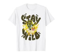 Minecraft Stay Wild Chicken Jockey On Fire Pixelated Font Maglietta