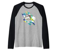 Minecraft Steve Flying with Happy Ghast Wearing Glasses Maglia con Maniche Raglan