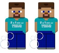 Minecraft Steve Gel Doccia e Shampoo 2D 400 ml (Confezione da 2)