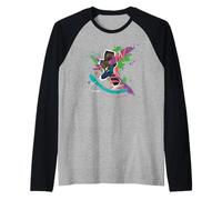 Minecraft Steve in Paint Brush Strokes Background Art Style Maglia con Maniche Raglan