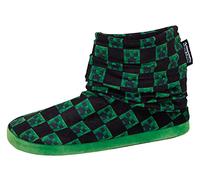 MINECRAFT Stivaletti Ragazzi Ciabatte per Bambini Creeper Gamer Foderate in Pile Nero/Verde 1 UK