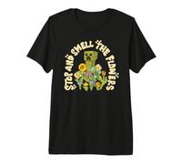 Minecraft Stop And Smell The Flowers Creeper And Flowers Maglietta Premium
