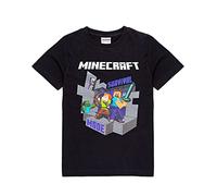MINECRAFT T-Shirt Boys Alex Steve Sword Black Game Manica Corta Top