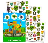 Minecraft Tatuaggi temporanei per bambini e adulti, 75 tatuaggi Minecraft per bomboniere, sacchetti e altro ancora (confezione di forniture per feste)