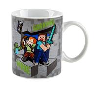 Minecraft Tazza in ceramica, per bevande calde e fredde, per casa o ufficio, regalo per adulti e bambini, 312 ml di sopravvivenza