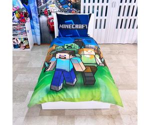 Minecraft Team Set 2 pezzi Letto Singolo Copripiumino Federa Cotone Reversibile