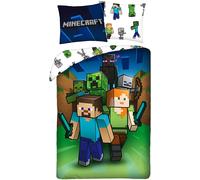 Minecraft Team Set 2pezzi Letto Singolo Lenzuola Copripiumino Federa 100% cotone