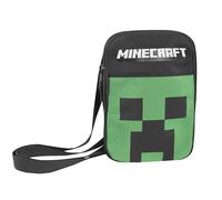 MINECRAFT - Tracolla Regolabile Con Chiusura A Zip, Ideale Per Il Tempo Libero, Tasca Frontale Con Zip, Cm 22x5x13H - Verde