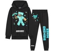 Minecraft Tuta Ragazzo Set, Comodo Abbigliamento da Casa - Regali Bambini (Nero/Blu, 13-14 Anni)