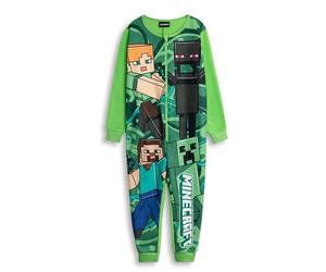 MINECRAFT Tutina Verde con Cerniera per Ragazzi Creeper | Pigiama in Micropile a Maniche Lunghe con Stampa Steve & Enderman | Pigiama da Gamer per Bambini | Ideale per Andare a Letto e Rilassarsi