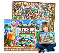 Minecraft Ultimate Sticker Activity Pad - Pacchetto con oltre 1000 adesivi Minecraft per videogiochi, scene adesive, pagine di attività, altro ancora | Libro di attività Minecraft per bambini ragazzi