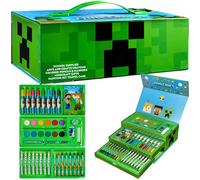 MINECRAFT Valigetta Colori, Kit di Pittura Bambini 40+ pzs con Pennarelli e Matite Colorate