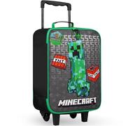 MINECRAFT Valigia Bambino con Ruote Creeper Pieghevole Trolley da Viaggio Morbido Valigie Bambini Accessori Viaggio (S (L46cm x W30cm - 17L), Nero)