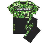 Minecraft Verde Creeper All-Over Print & Logo Pigiama a maniche corte a gamba lu