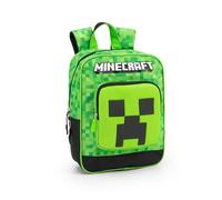 MINECRAFT - Zainetto Ufficiale Minecraft, per Asilo e Tempo Libero, Spallacci Imbottiti e Regolabili, Retro e Fondo Termoformati, Scomparto Principale e Tasca Frontale con Chiusure a Zip, 23x30Hx10 cm