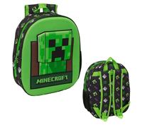 MINECRAFT - Zaino scolastico, con design 3D, ideale per bambini di diverse età, comodo e versatile, qualità e resistenza, 27 x 10 x 33 cm