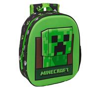 MINECRAFT - Zaino scolastico, con design 3D, ideale per bambini di diverse età, comodo e versatile, qualità e resistenza, 27 x 10 x 33 cm