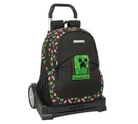 MINECRAFT - Zaino da scuola, schienale ergonomico, con carrello Safta Evolution, ideale per bambini di diverse età, comodo e versatile, qualità e resistenza, 32 x 16 x 44 cm