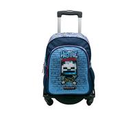 Minecraft Zaino Scuola Hostile Behaviour - Doppio scomparto adattabile + carrello nero TOYBAGS con protezione laterale e inserto frontale anti caduta 4 ruote girevoli - 44 x 30 x 20 cm, multicolore,