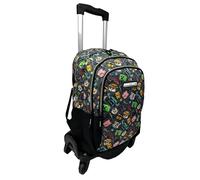 Minecraft Zaino scuola Pixel 25 doppio scomparto adattabile + carrello nero TOYBAGS con protezione laterale e inserto frontale anti caduta 4 ruote girevoli - 44 x 30 x 20 cm, multicolore, M, Casual