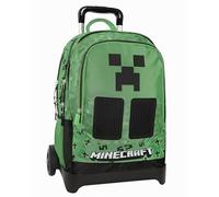 MINECRAFT - Zaino Scuola Trolley Ufficiale Minecraft, Maniglia Regolabile, Trolley Staccabile, Spallacci Imbottiti e Regolabili, 2 Scomparti Principali, Tasche Frontali con Zip, 34x52Hx22 cm, Verde