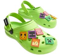 MINECRAFT Zoccoli Bambino con o Senza Ciondoli Scivolare Ciabatte Bambina Giardino Piscina Creeper Regalo Bambini (Verde con Ciondoli, 30/31 EU)