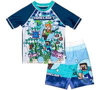 Minecraft Zombie Creeper Alex Steve Rash Guard e costume da bagno set da bambino a grande bambino, Blu, 7