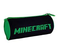 Minecrat - Astuccio portamatite rotondo, colore nero/verde