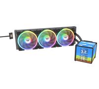 Thermaltake MINECUBE 360 Ultra Kit di Raffreddamento Liquido AIO - Display Quad-LCD 3.95" Brevettato, Funzione AI Forge, 3 Ventole SWAFAN EX ARGB MAGForce 2.0, Pale Intercambiabili, Nero