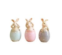 MineDecor Coniglietti in resina, decorazioni pasquali primaverili, statuette ornamentali ornamentali da tavolo, accessori per feste, casa e vacanze (3 coniglietti)