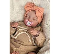 MineeQu 19 Pollici Ciglia radicate Realistica Bambole Reborn Corpo in Panno Morbido Appesantito Neonato Addormentato Bambola d'Arte da Collezione Compleanno per Bambini Set Regalo di Natale