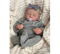 MineeQu 19 pollici Premie Baby Doll Reborn realistico realizzato in vinile siliconico corpo intero anatomicamente corretto realistico bambole neonato addormentato sembra reale, che Dio ti benedica