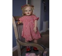 MineeQu 24 Pollici Real Baby Size Capelli Ricci Biondi Radicati Bambole Reborn Realistica con Corpo in Panno Morbido Appesantito Bambole Realistiche per Neonato che Sembrano Vere e Si Sentono Reali