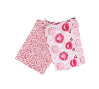 Minene - 10011 in mussolina mi Supersize, 120 x 100 cm, Set di 2, onde, Floral Rosa