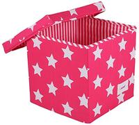 Minene - Contenitore a forma di cubo con stelle, colore: Fucsia/Bianco