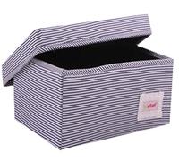 Minene UK Ltd - Scatola portaoggetti di grandi dimensioni, motivo a righe orizzontali, ideale per riporvi pannolini e indumenti, colore: Bianco/Blu scuro