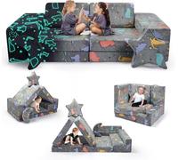 MINENICE Divano gioco modulare in schiuma per bambini, composto da 10 pezzi, conforme alle Con effetto luminoso (Divano per bambini - Set da 9 pezzi - Colore luminoso)