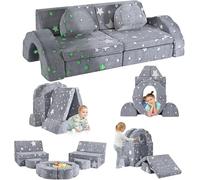 MINENICE Divano per bambini, Divano gioco modulare in schiuma per bambini, composto da 10 pezzi, conforme alle Con effetto luminoso (Set di divani per bambini da 10 pezzi - Stella luminosa)