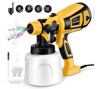 MINENICE Pistola per Verniciare, 650W HVLP Pistola a Spruzzo Elettrica 1400ml Verniciatore Spray per Verniciare con 4 Ugelli e 3 Pattern Per Vernici & Pareti & Interni ed Esterni, giallo