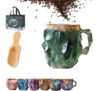 Mineral Crystal Coffee Mugs, Crystal Mineral Coffee Mugs, 2025 New 8 Colors Mineral Crystal Mugs, Natural Mineral Crystal Coffee Mug, For Home Office (E)