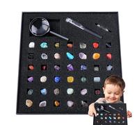 Mineral Educational Collection - Kit Rock per Bambini, Pietre Preziose Reali E Set | Guida Di Identificazione Con Scheda Descrizione, Regalo Educativo Unico, Strumento Apr