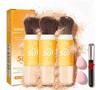 Mineral Powder Sunscreen Foundation With Brush,(3Pcs, K606) | Translucent Setting Powder, Oil Control and Natural Matte Finish, Long-Lasting & Lightweight, For All Skin Types