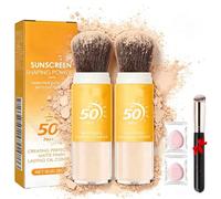 Mineral Powder Sunscreen Foundation With Brush,Translucent Mineral Sunscreen Setting Powder,Natural Matte Oil Control Lasting Lightweight,For All Skin Types. (2Pcs, L505)
