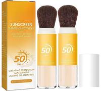 Mineral Sunscreen Setting Powder, Translucent Mineral Brush Powder,SPF 50 Oil Control Sunscreen Setting Powder,Lasting Lightweight Breathable (2pcs)