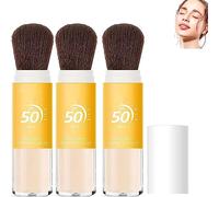 Mineral Sunscreen Setting Powder, Translucent Mineral Brush Powder,SPF 50 Oil Control Sunscreen Setting Powder,Lasting Lightweight Breathable (3pcs)